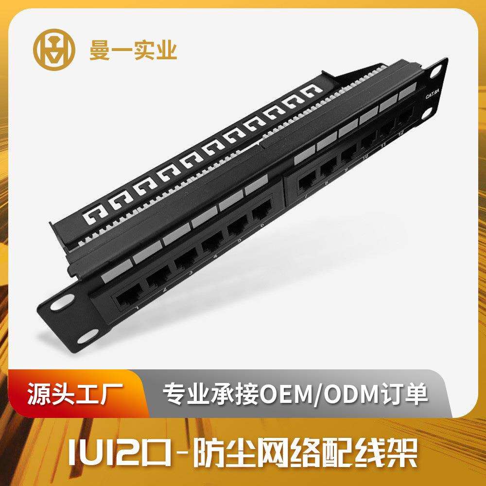 曼一12口网络配线架超五类cat.5e超六类cat.6a理线架RJ45接口