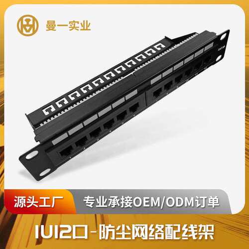 曼一12口网络配线架超五类cat.5e超六类cat.6a理线架RJ45接口