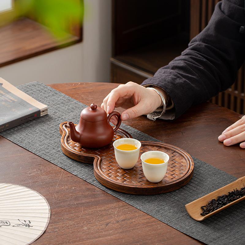 宋席重竹干泡台托盘 竹制席面竹席茶托禅意壶承家用小号茶盘茶具