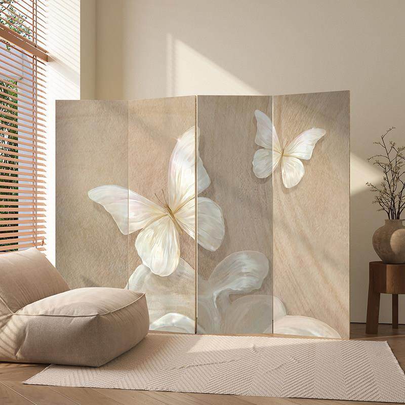 简约现代屏风入户隔断遮挡可折叠移动客厅沙发背景墙实木蝴蝶折屏