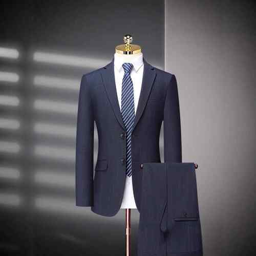 新款男士西服高档品牌不开务条叉纹5502-L修身休商西装结婚礼闲服