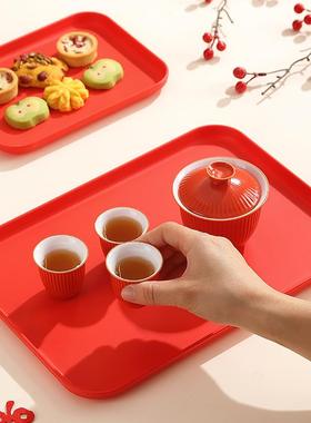 红色颁奖托 托盘开 业剪裁礼仪表彰婚礼喜庆敬茶端盘坚果零食水果