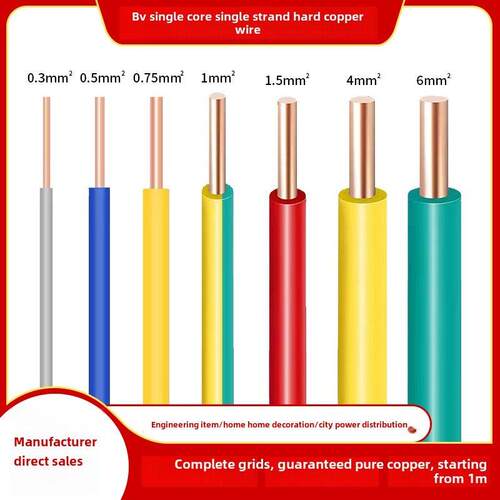 BV单芯铜导线0.3 0.5 0.75平方单股硬线AV飞线电子线电路板连接线