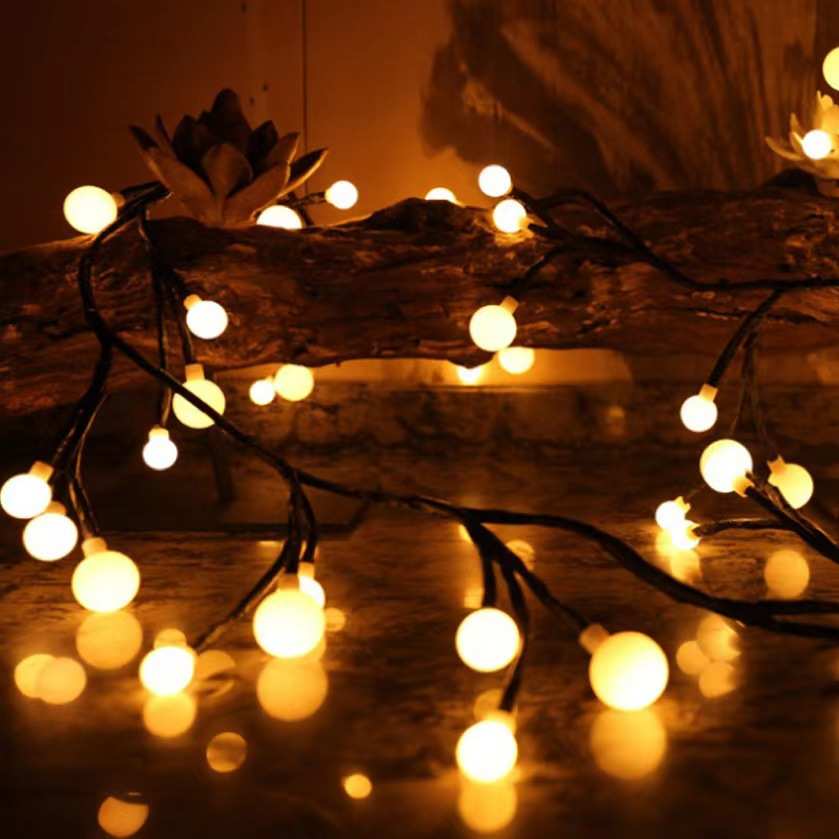 低压树枝藤条圆球灯串户内外小圆球造型灯圣诞装饰灯