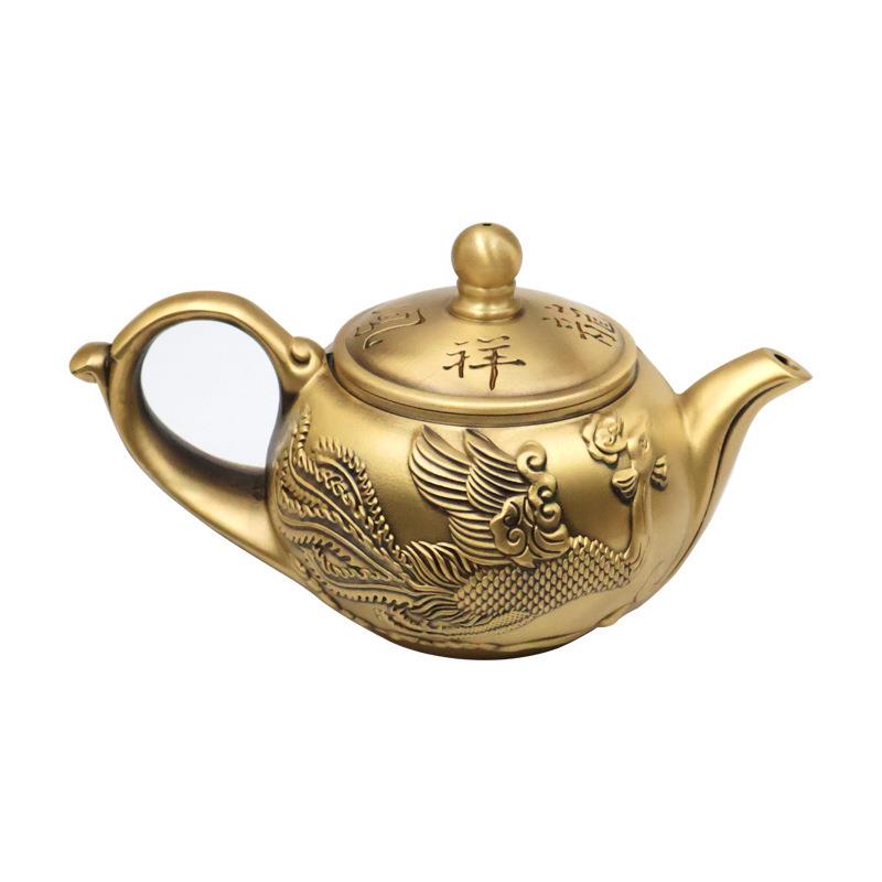 铜茶壶龙凤壶水滴壶仿古龙凤茶壶家居办公室装饰工艺品创意手把件