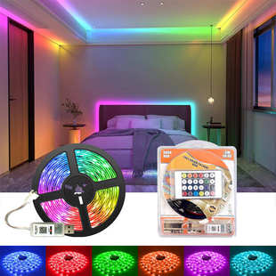 RGB5V低压七彩电脑桌氛围灯 USB蓝牙智能家居背景墙电竞桌灯带套装