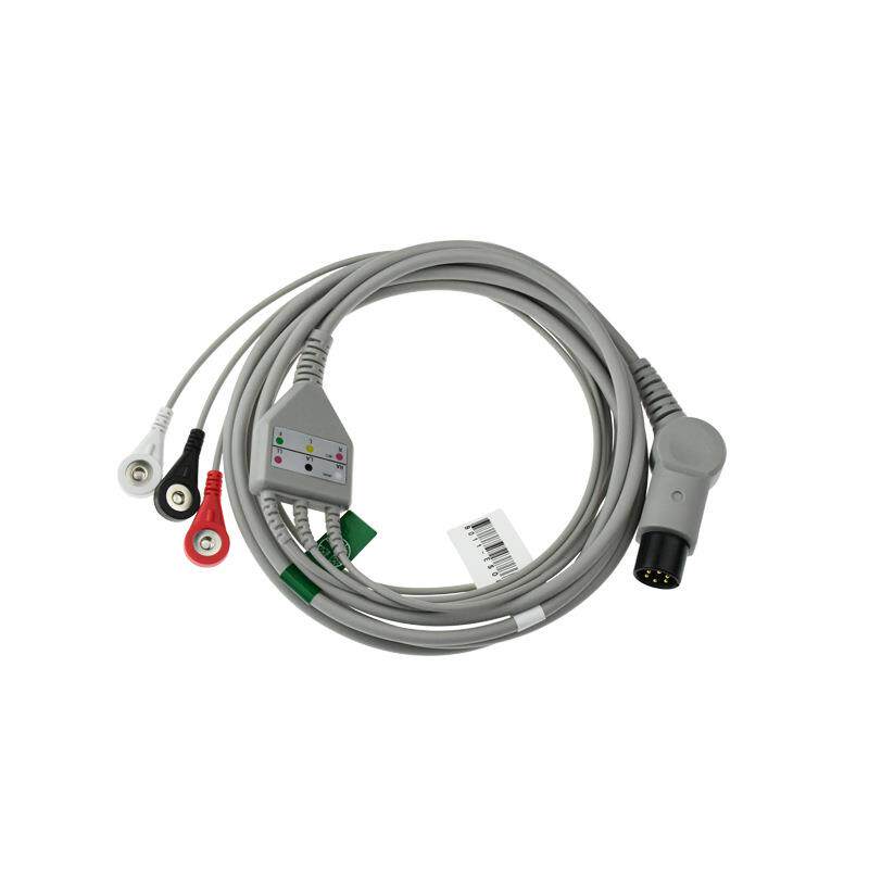 兼容邦建监护仪心电导联线三导扣式，一体三导扣式心电导联线