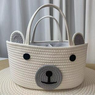 家庭背包棉绳收纳篮桌面编织收纳箱创意斯堪 篮子 纳维亚简单风格