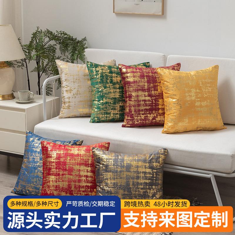 跨境新品天鹅绒特种烫金绒布抱枕家居客厅床头轻奢简约沙发靠垫