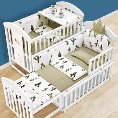 儿床欧式功拼接大新生儿可移动婴宝宝摇床篮KX-63723多能儿童床