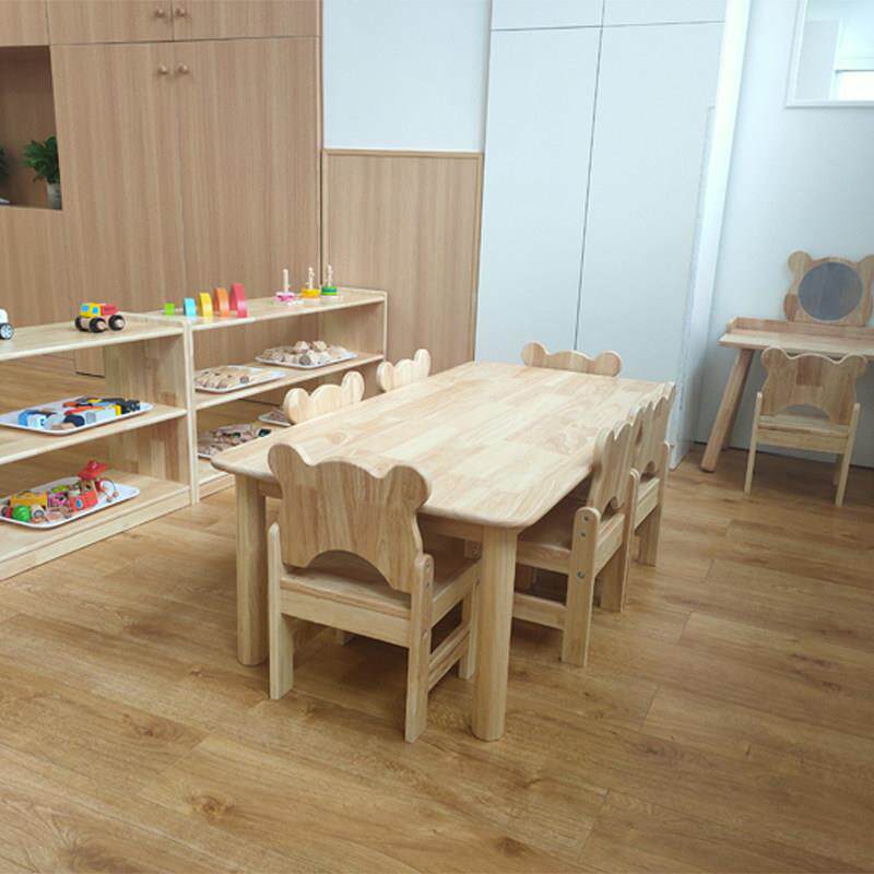 幼儿园托育专用桌子椅子实木儿童桌椅套装橡木宝宝阅读书桌学习桌
