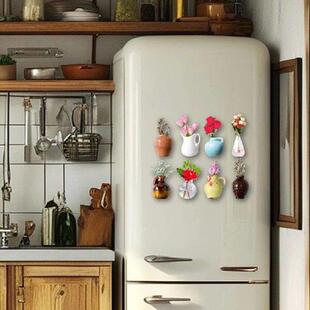 Vase 8pcs Cute Ceramic Magnets Refrigerator
