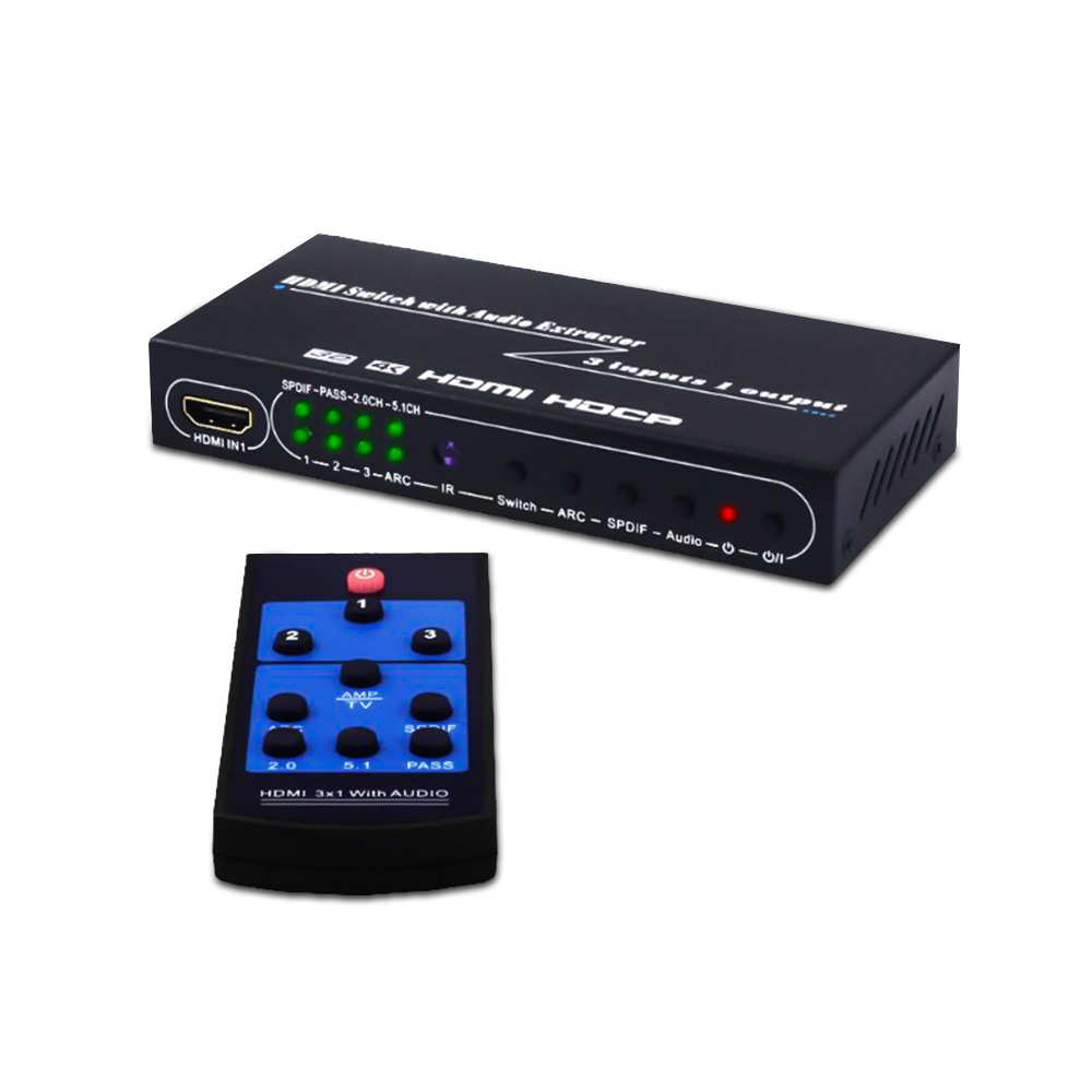 运作厂家HDMI切换器3X1三切一带音频分离三进一出音频分离器4K