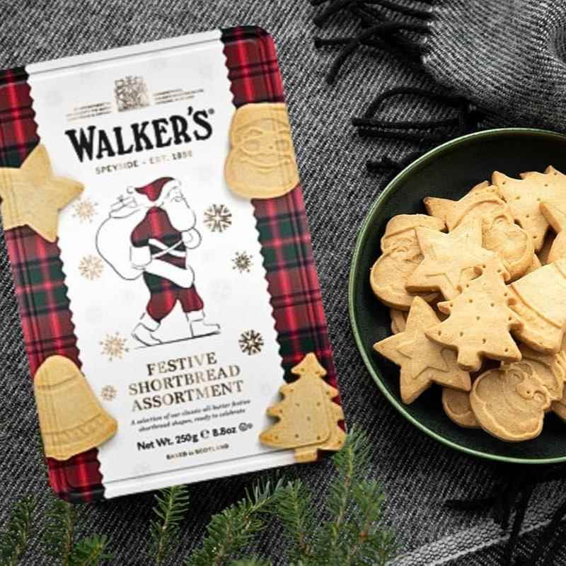walkers英国原装2025年冬季新款铁盒圣诞节新年黄油酥饼送礼礼盒