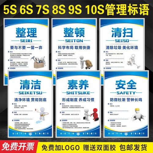 5S 6S 7S 8S 9S 10S管理标识牌企业办公励志标语宣传挂图PVC海报
