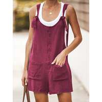 Womens Casual Shorts Summer Cotton Linen Rompers Bib thumbnail 5
