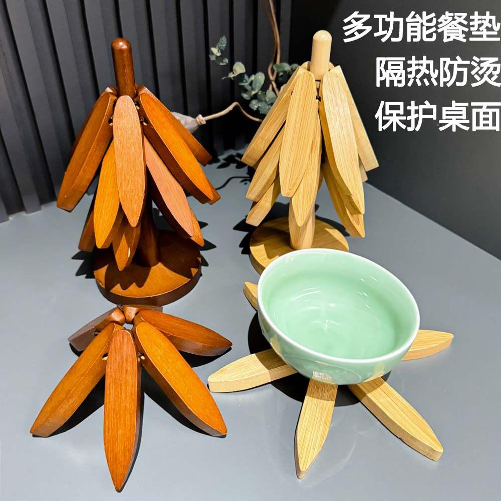 一棵树实木隔热垫木制餐桌防烫垫创意锅垫碗垫杯垫跨境圣诞树装饰