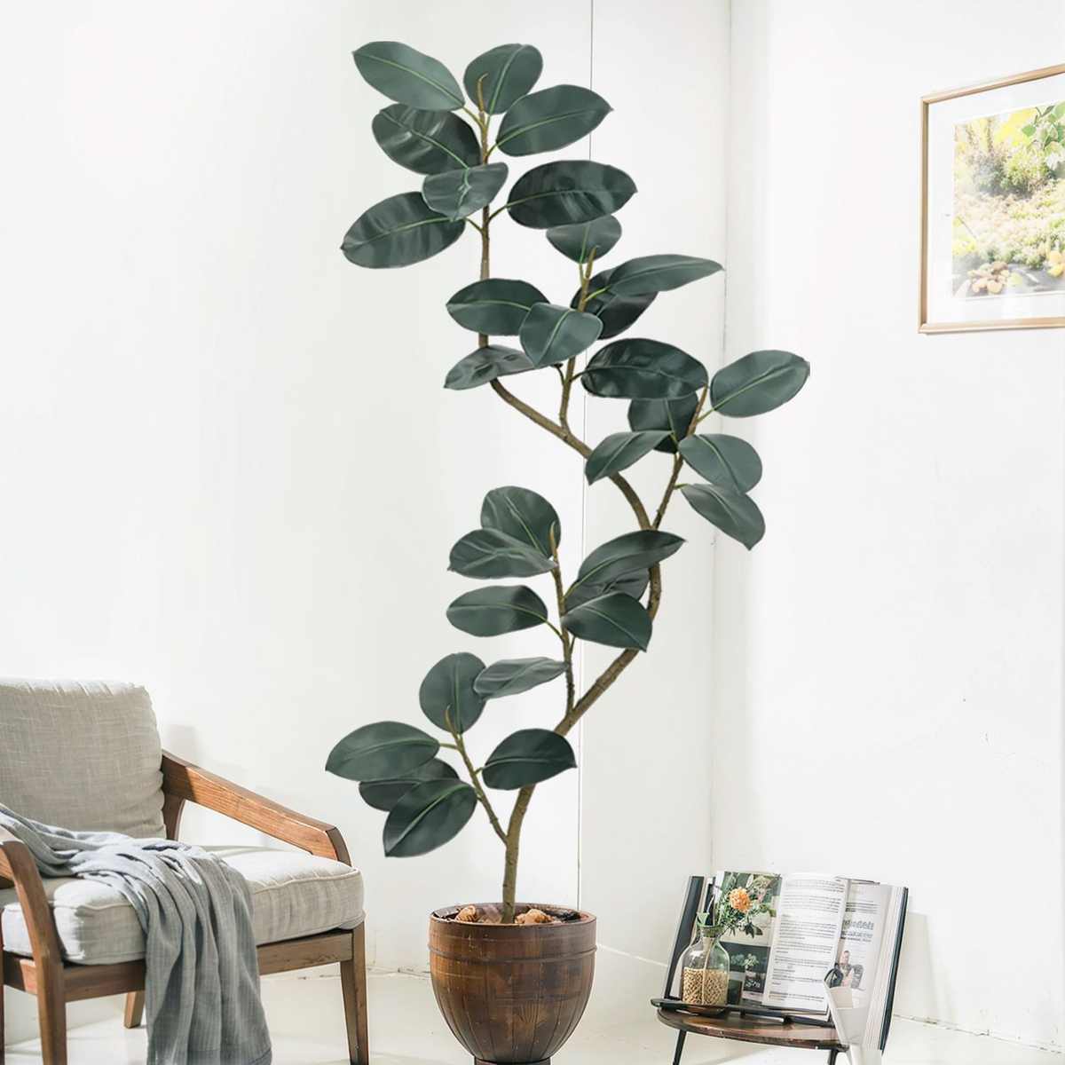高端轻奢仿真绿植黑金刚橡皮树室内仿生植物假树客厅大型摆件造景