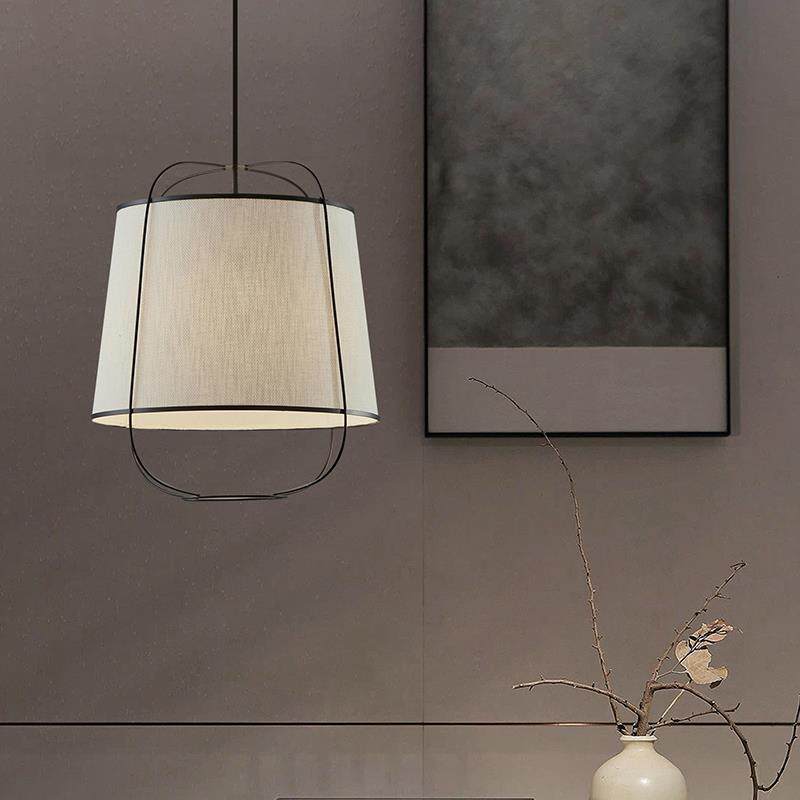 新中式餐厅吊灯简约现代客厅日式禅意茶室民宿仿古布艺创意复古灯