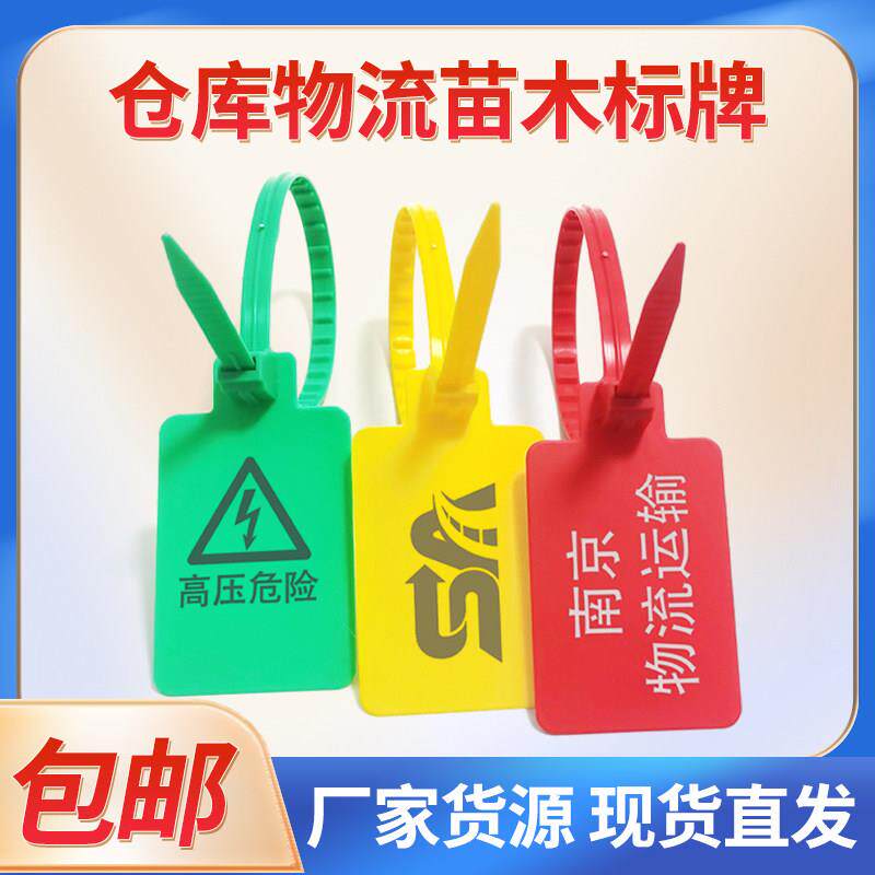 定制一次性塑料封条园林苗木扎带集装箱手写加大标牌记号标签物流