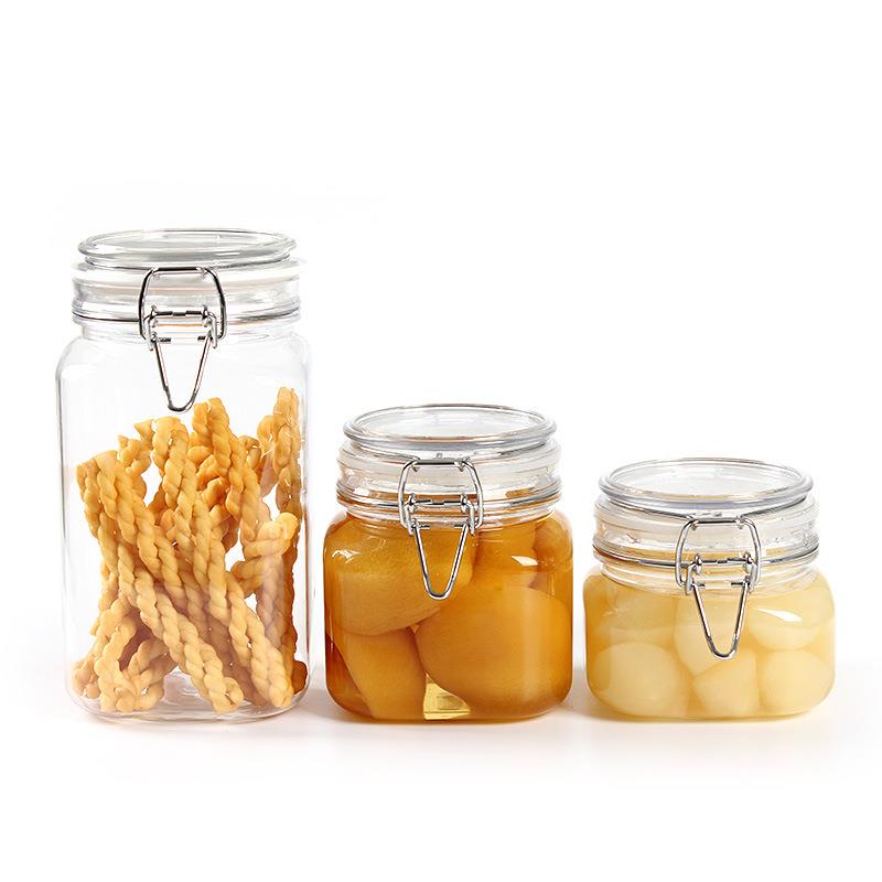 食品密封罐蜂蜜瓶塑料瓶子透明保鲜收纳易扣拉干果五谷杂粮储物盒