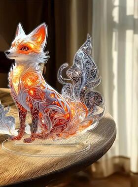 炫彩2D狐狸摆件·中式九尾·定制桌摆·经典居室饰品·知你懂你