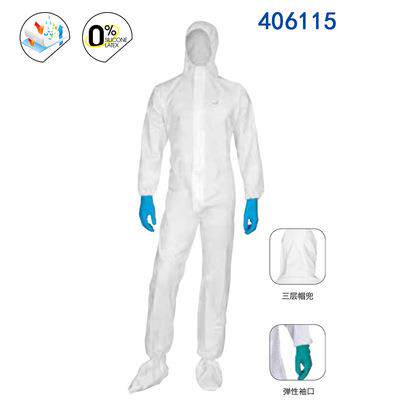 代尔塔406221透气防静电5级防化服防护服防粉尘颗粒物化学品