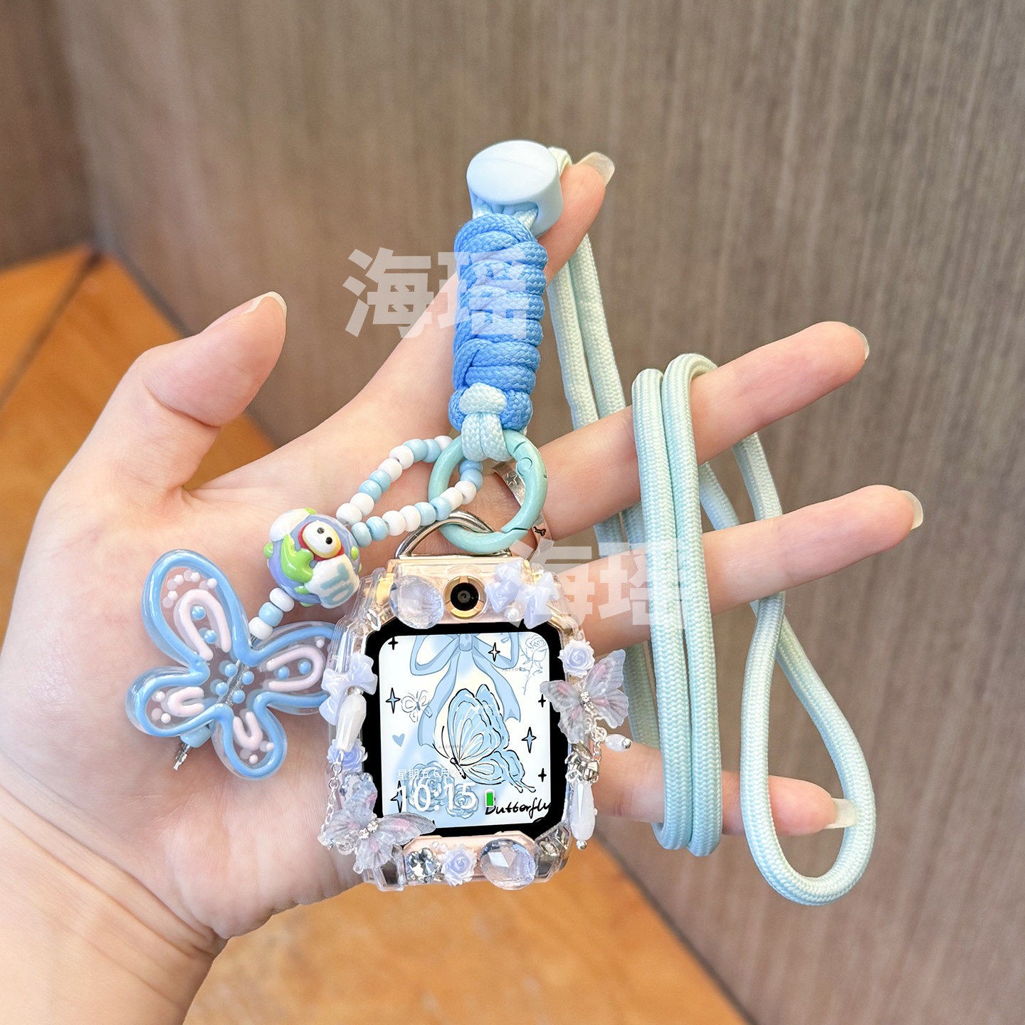 手绘蝴蝶适用小天才电话手表Z11Z10Z9儿童挂绳Z8Z7Z6A保护套Z5Q2A