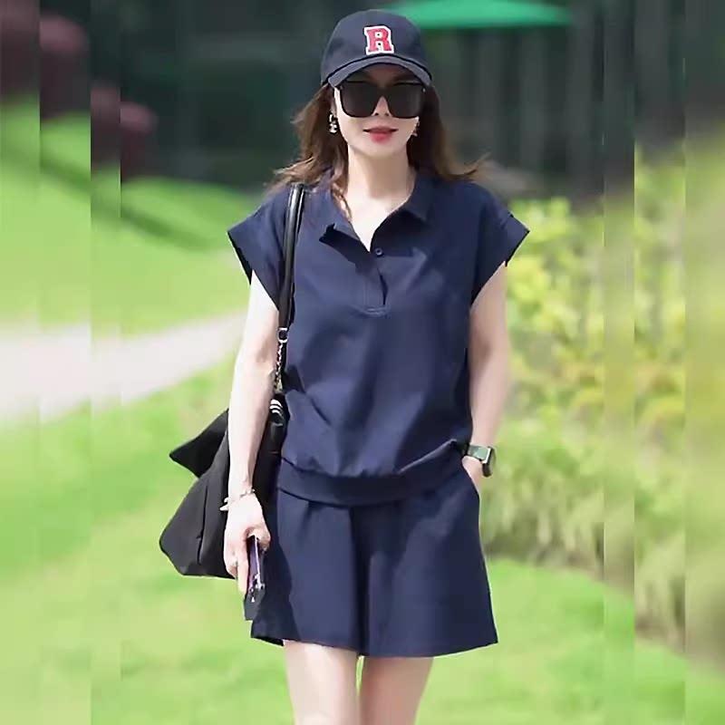 欧洲站休闲 运动套装女夏季2025年新款时尚洋派短袖阔腿裤两件套