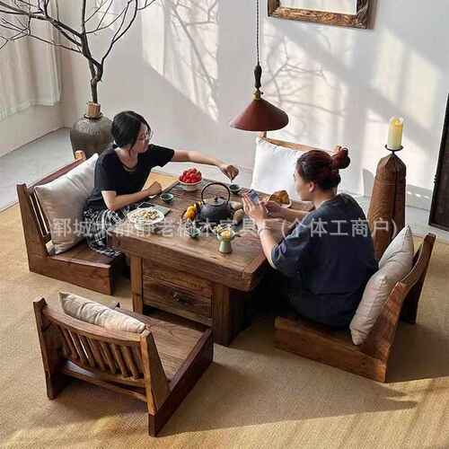 桌户外围炉露营喝野餐火锅茶桌茶桌休闲老庭院寂榆木风侘煮烧烤