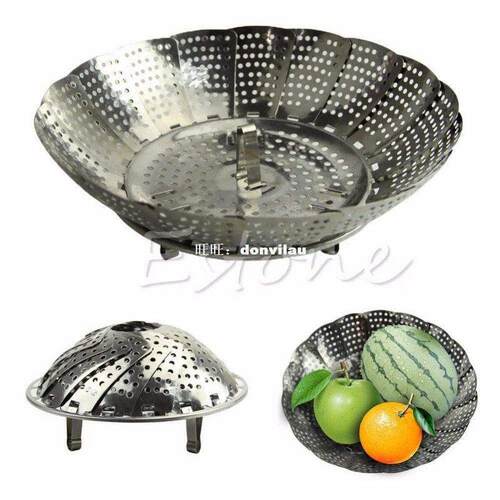 Stainless Steel Folding Steamer Steam Vegetable Basket Mesh