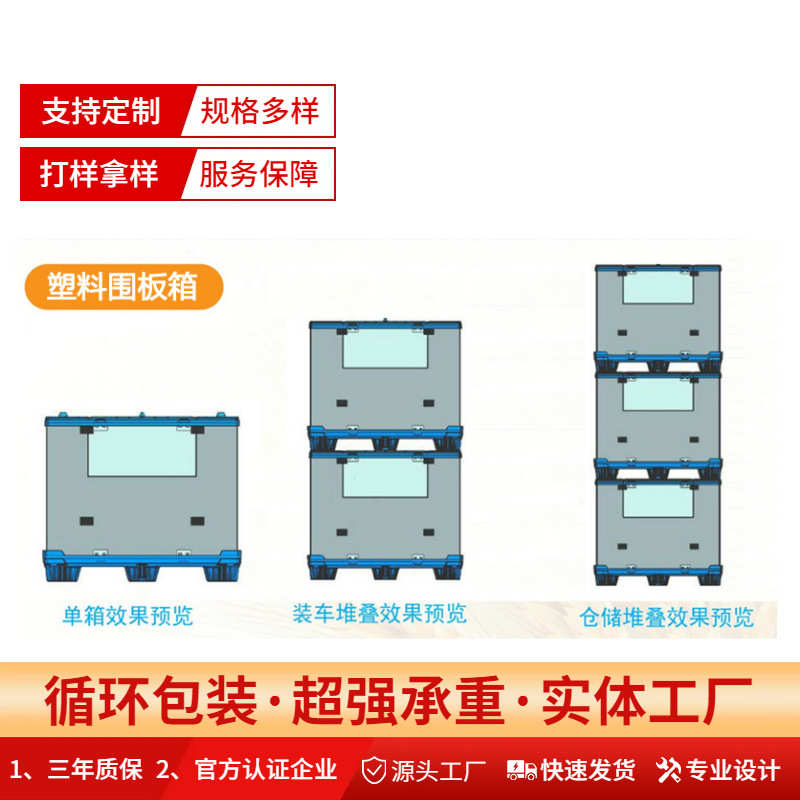 汽配围板箱定制pp蜂窝板塑料工业围板箱吹塑可折叠大型物流周转箱