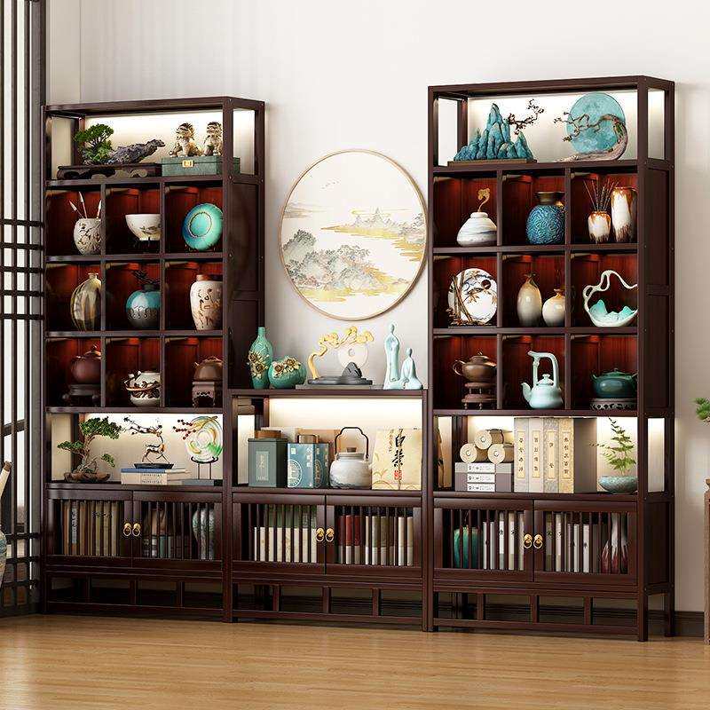 博古架中式茶柜置物架茶具架子展示架非实木茶室工艺品摆件陈列架