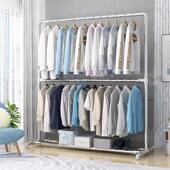 加厚镀锌管晾衣架落地立式 室内挂衣阳台凉衣杆单杆两层挂衣架珏沁