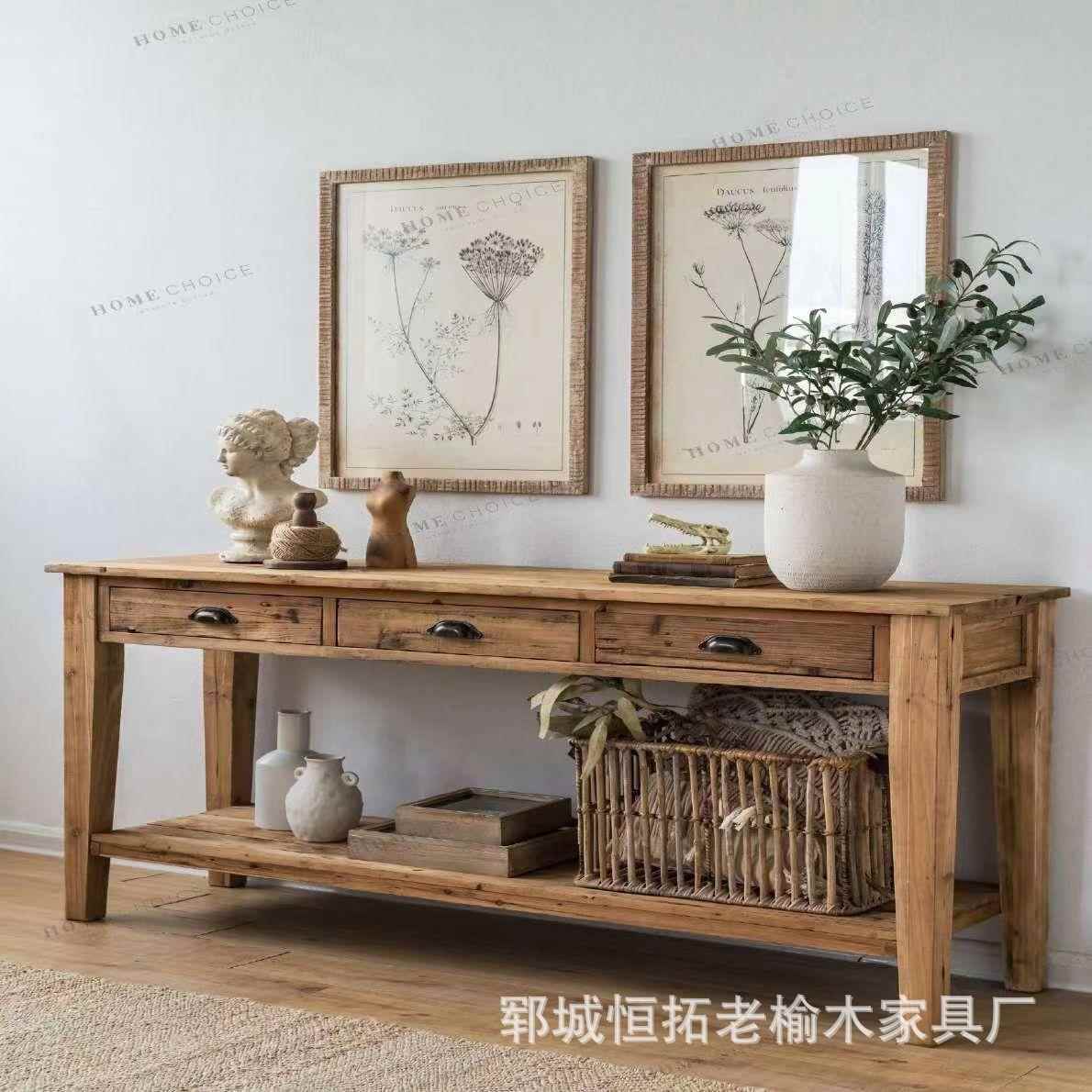 BRT老榆木餐边复古全实柜老木门板储柜民宿物家具收纳储物边柜