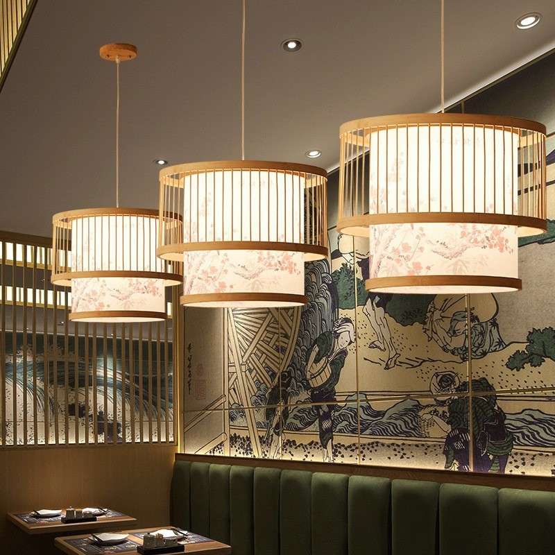 现代中式吊灯竹艺灯 竹编吊灯 卧室餐厅风格灯