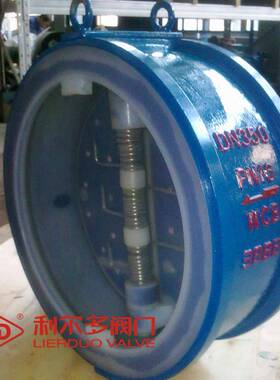 衬氟单向阀对夹双瓣止回阀衬氟对夹止回阀H76F46-10C