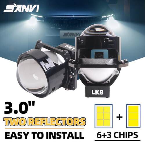 SANVI三为车灯3寸LK8 60瓦6000K高亮聚光LED双光透镜大灯前照灯