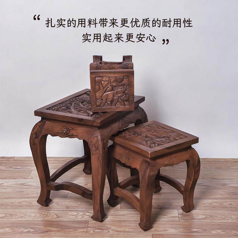 门口换鞋凳实木矮凳小板凳玄关覆古家用客厅凳子茶几凳木制收纳凳