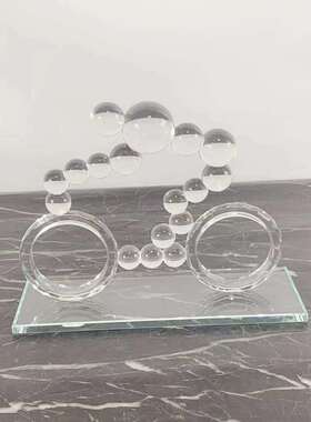 欧式样板房售楼部创意透明水晶玻璃自行车工艺品摆件家居装饰品