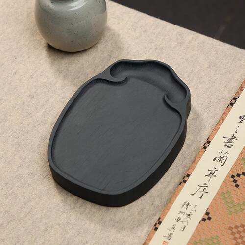 高档罗如意砚 纹下墨发台墨好小文房四宝书法砚台实用磨墨初学者