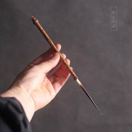 竹迹梅鹿豪猪刺茶针镶花牛角茶匙竹玩把件疏通壶嘴茶玩茶道零配件
