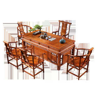 茶桌椅组合新中式 桌子一体 功夫泡茶台办公室实木仿古茶几茶具套装