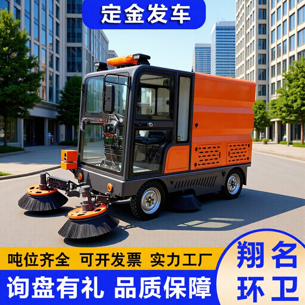 道路封闭四轮五刷垃圾清扫车 小区物业地面吸尘扫地机 道路清扫机