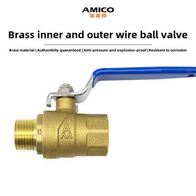 Amico 214内螺纹和外螺纹球阀1英寸4分钟6分钟黄铜球阀开关球阀长