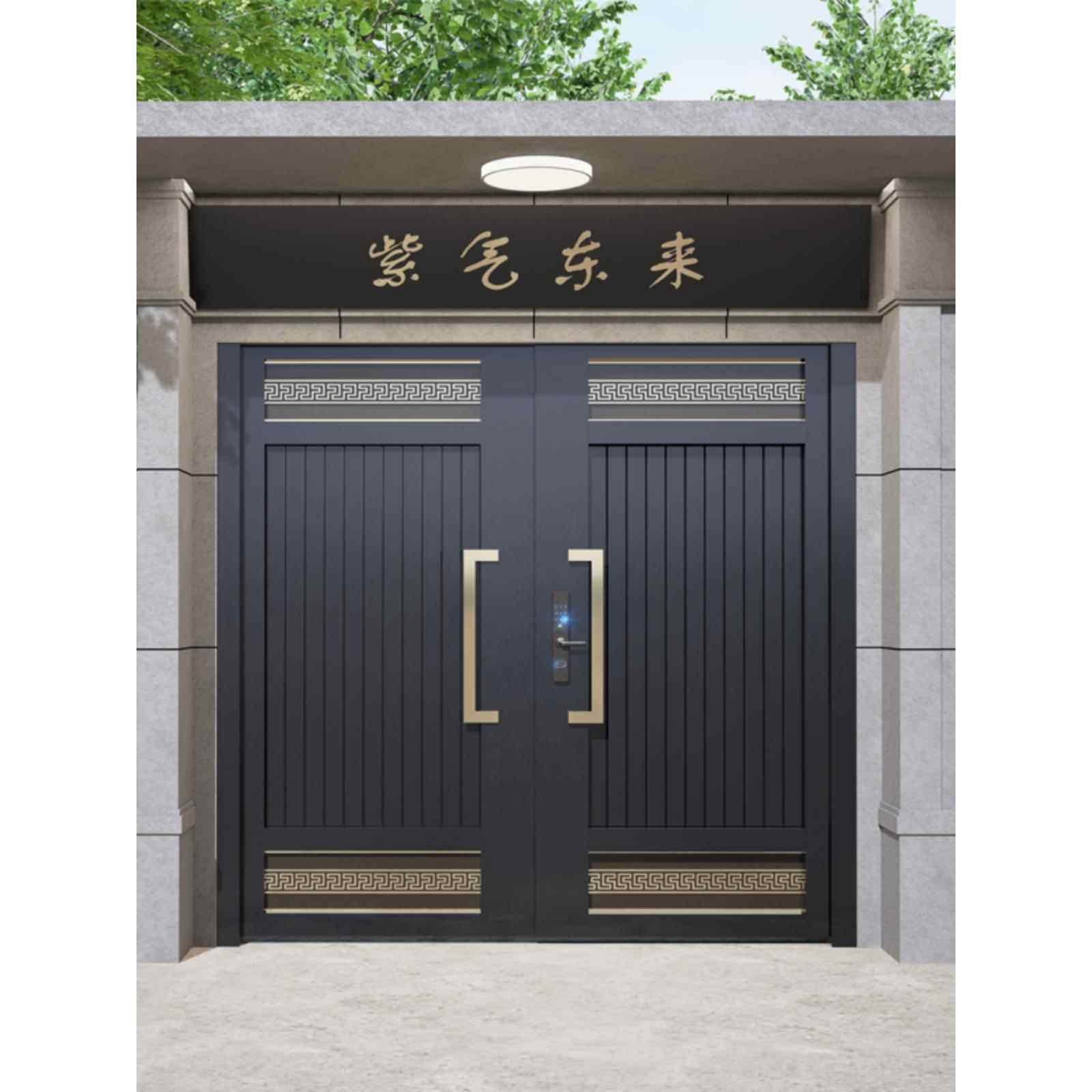铁艺庭院大门铝合金门楼别墅大门花园小区门不锈钢农村自建房大门