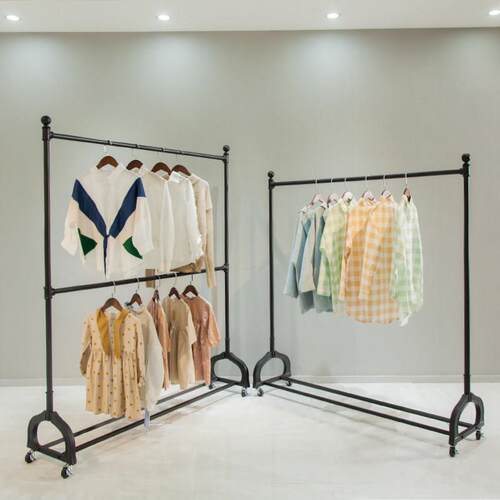 服装店展示架专用童装女装龙门架双层双杆落地挂衣架移动带轮子