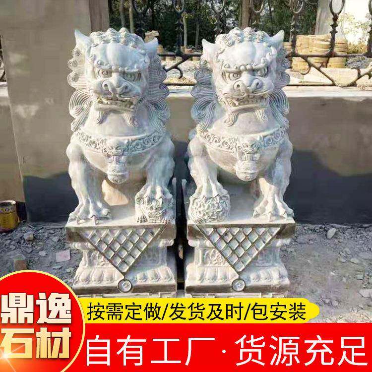 青石精雕石狮子景区别墅庭院摆件青石石雕狮子墓地石头雕刻石狮子