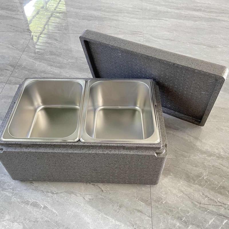 手工网红冰粉EPP保温箱冰沙冷藏箱摆摊商用食品泡沫箱不锈钢餐盆