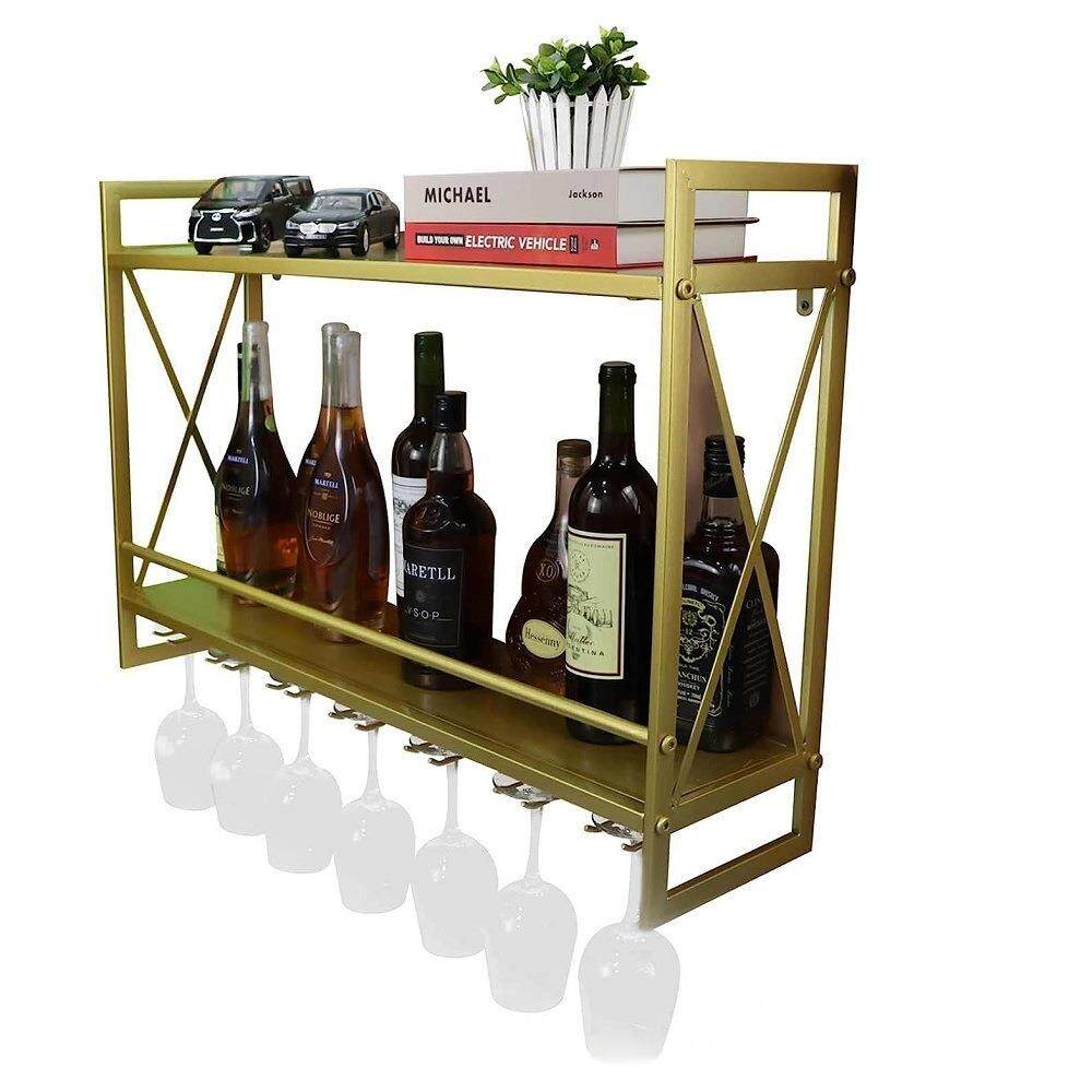 工业壁挂式酒架带红酒标架金属多功能架子壁挂式酒架,瓶架玻璃架